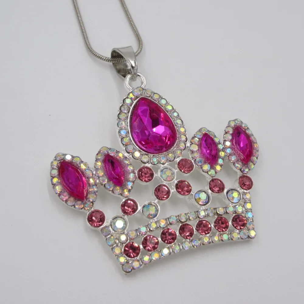Little Girls Alloy Crown Pendant Necklaces Kids Fancy Dress Outfits