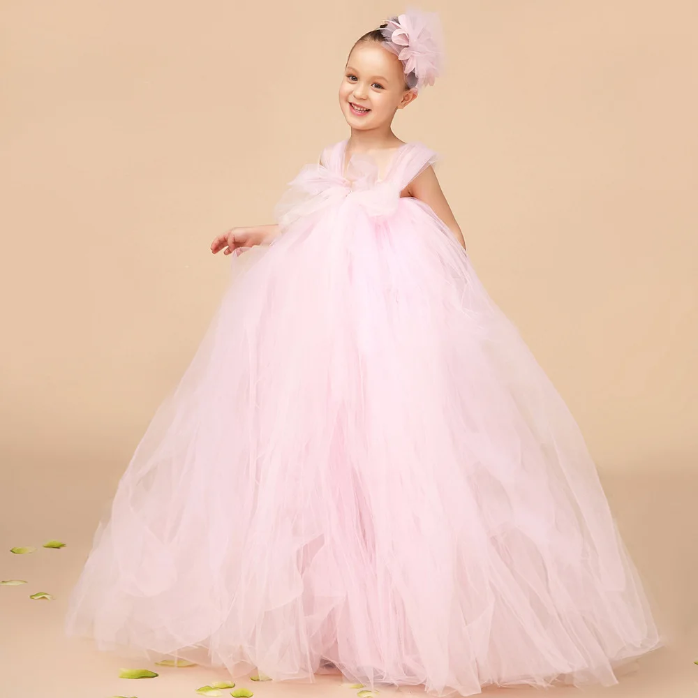 

High Quality Chirstmas Kid Girl baby Dress Pink Big Tutu Baby Girl Princess Clothing Lace Dress With Bow Girl Formal Party Dress