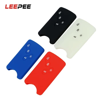 

LEEPEE Car Key Cover Protector Holder For Renault Clio Logan Megane 2 3 Koleos Scenic Card Silicone Auto Decors 4 Button
