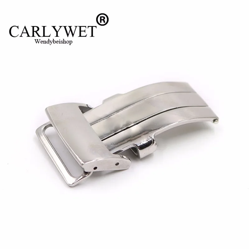 Ремешок для часов CARLYWET из нержавеющей стали 316L полированный серебристый 20 мм