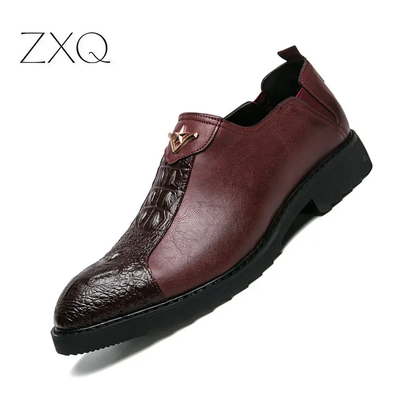 

Brand 2019 New Men Dress Shoes Plus Size 38-44 Leisure Business Leather Shoes Male Comfortable Slip On Footwear