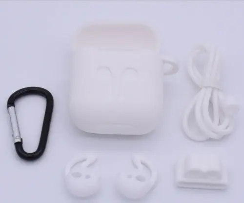 New Solid 5PS Cute Small Portable Silicone Protective Case Cover Key Chain Pouch Skin for Apple Airpods Earphones