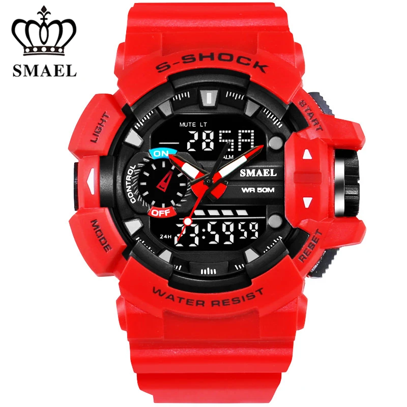 Prix pour Marque de luxe Smael Étanche Sport Montre Hommes De Mode Numérique LED Quartz Militaire de Montres Hommes Horloge Hommes Relogio Masculino Rouge Prix pour Marque de luxe Smael Étanche Sport Montre Hommes De Mode Numérique LED Quartz Militaire de Montres Hommes Horloge Hommes Relogio Masculino Rouge