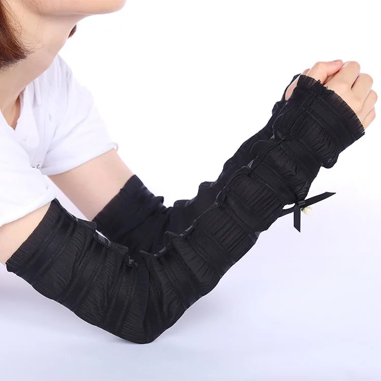 58cm Long Summer Lace Sun Gloves Femme Fingerless Gloves  Anti-UV Sunscreen Protection Ice Silk Eldiven Ladys Driving Gloves (24)