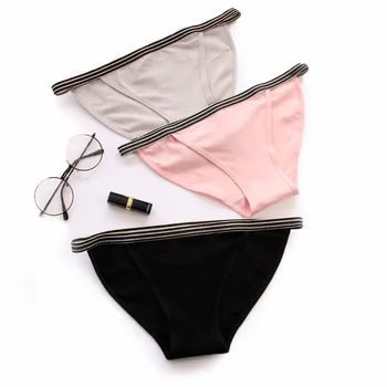 

Free shipping 5pcs/lot New girls combed cotton underwear women's women's briefs side of the pure color pants B05