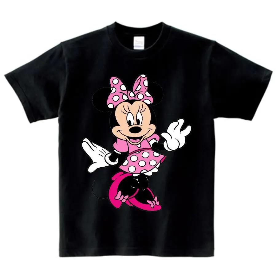 Милая футболка с Минни Маус для девочек Детская летняя футболка с короткими рукавами детская футболка из хлопка футболки с круглым вырезом для мальчиков с Микки Маусом - Цвет: black childreT-shirt