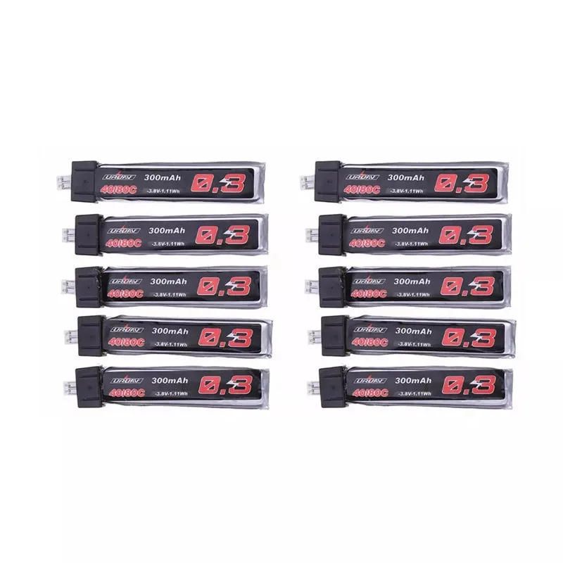 

10Pcs URUAV 3.8V 300Mah 40/80C 1S HV 4.35V Lipo Battery PH2.0 Plug for Eachine TRASHCAN Snapper6 7 Mobula7 Rc Drone Accessories