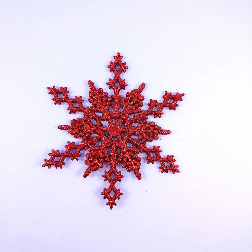 Adeeing 12 шт. очаровательные блестящие подвесные Подвески в виде снежинок для вечерние, праздничные, рождественские украшения, домашний декор, год - Цвет: red