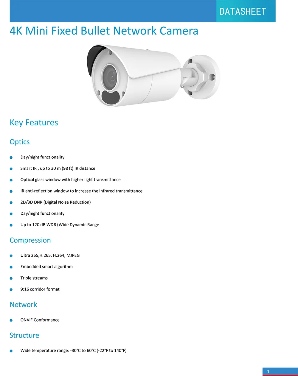 UNV IPC2128SR3-DPF40(60) 8MP Mini Fixed Bullet Network  IR Camera V1.2-1