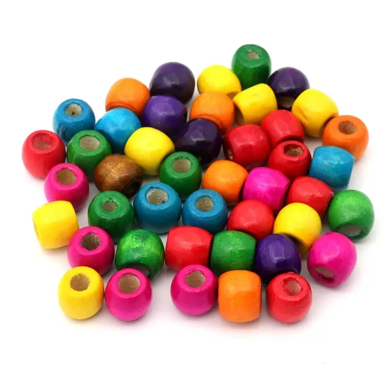 

30pcs/lot Mixed Color Cylindrical Wood Beads Loose Spacer For Jewelry Finding DIY Handmade Bracelet Necklace Earring Accessories
