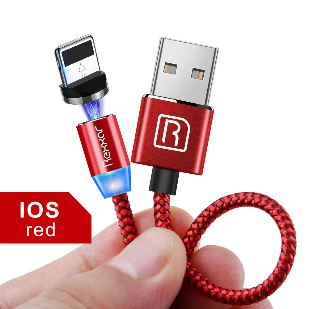 1 м 2 м Магнитный USB кабель Micro usb type C кабель для быстрой зарядки для iPhone XS Max samsung Магнитный шнур для зарядки телефона Android - Цвет: For iphone Red