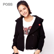 PASS 2017 New Arrival Women Winter Jacket Double Breasted Turn-down Collar Casual Short Coat Female Vintage Wool Jackets