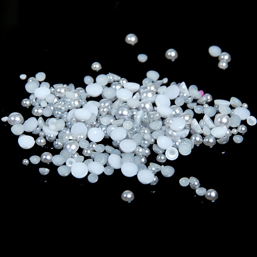 LIGHT BLUE 5mm HALF ROUND RESIN *PEARL BEADS* FOR NAIL ART CRAFTS IMITATION