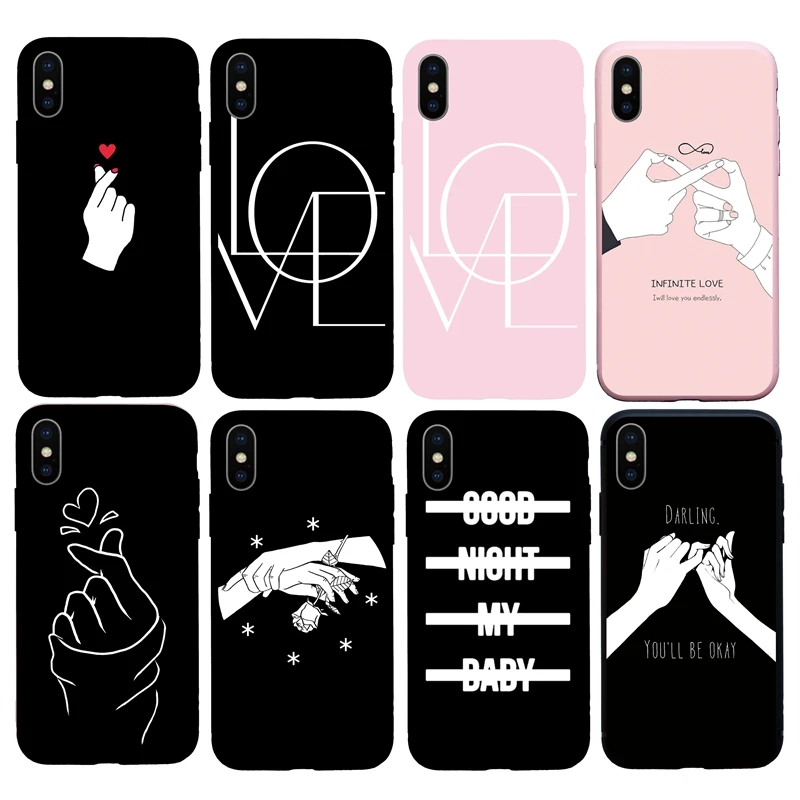 Simple Art Line Gilr Lovers Couples Phone Soft Cover for iphone 7 Plus 8 6 6s X XR Xs Xsmax Capa Funda Coque |