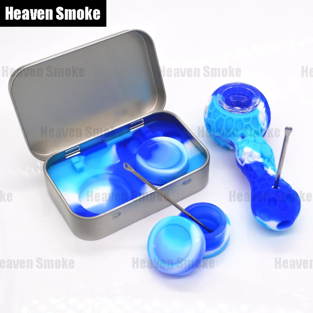 honey bee smoking pipe and 4in1 tin box silicone jar kit (3)