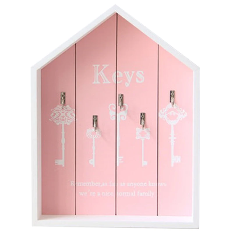 Креативный домашний Настенный декор деревянный ключ крюк грузовой ящик для хранения многоцелевой настенный крючок для ключей сумки для одежды подвесной крючок для хранения - Цвет: Pink and white