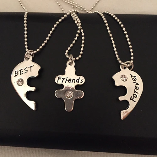 3 шт. набор женских ювелирных украшений в форме сердца|best friends forever|friends foreverfriendship