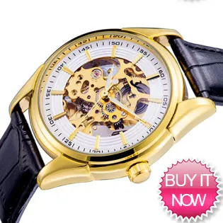 FLENT Для мужчин Мода скелет часы кожаный ремешок Самостоятельная Ветер Автоматическая аналоговые наручные часы