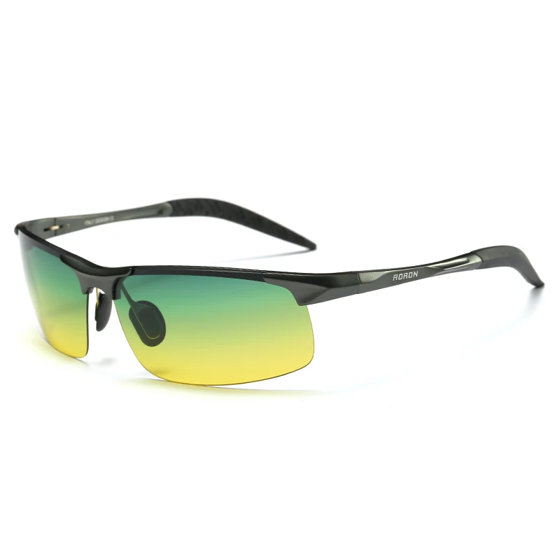 Aoron бренд HD фотохромные линзы поляризованные Солнцезащитные очки Для мужчин вождения день и Ночное видение очки Защита от солнца Очки очки - Цвет линз: gray frame green