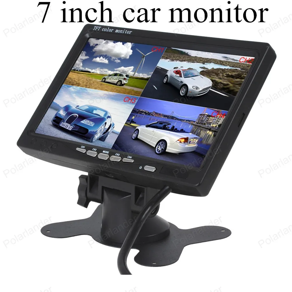 Polarlander Car Video Monitor For Front Rear Side View Camera DC12V-24V 7 LCD 4CH Video input Quad Split Screen 6 Mode Display split side tee