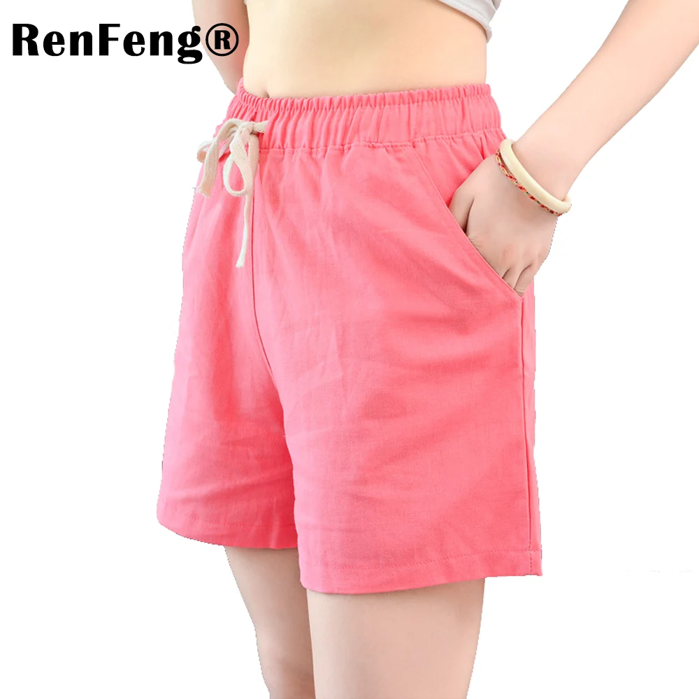 Youth Female Cotton Shorts 2018 Summer Fashion Candy Color Elastic Waist Drawstring Short Pants Woman Casual Plus Size Shorts (9)