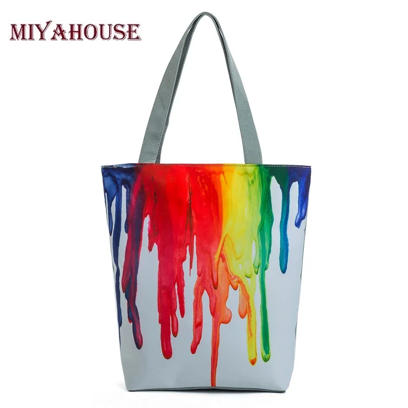 Модные холщовые сумки Miyahouse с рисунком для женщин 2017 красочная сумка через плечо