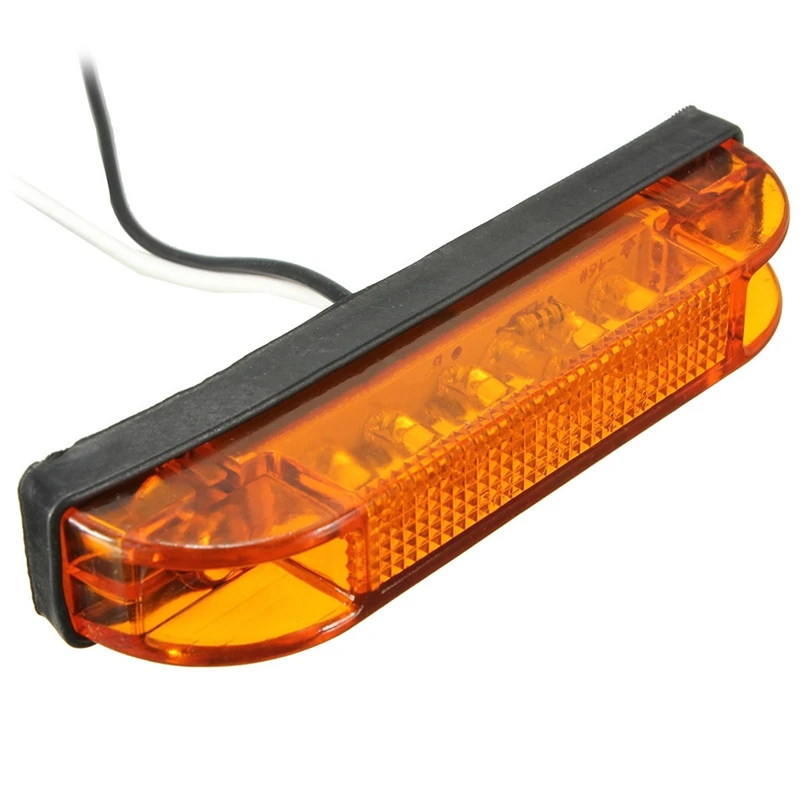 

6 LED Clearance Side Marker Light Indicator Lamp Strip Truck Trailer Lorry 12V, Orange