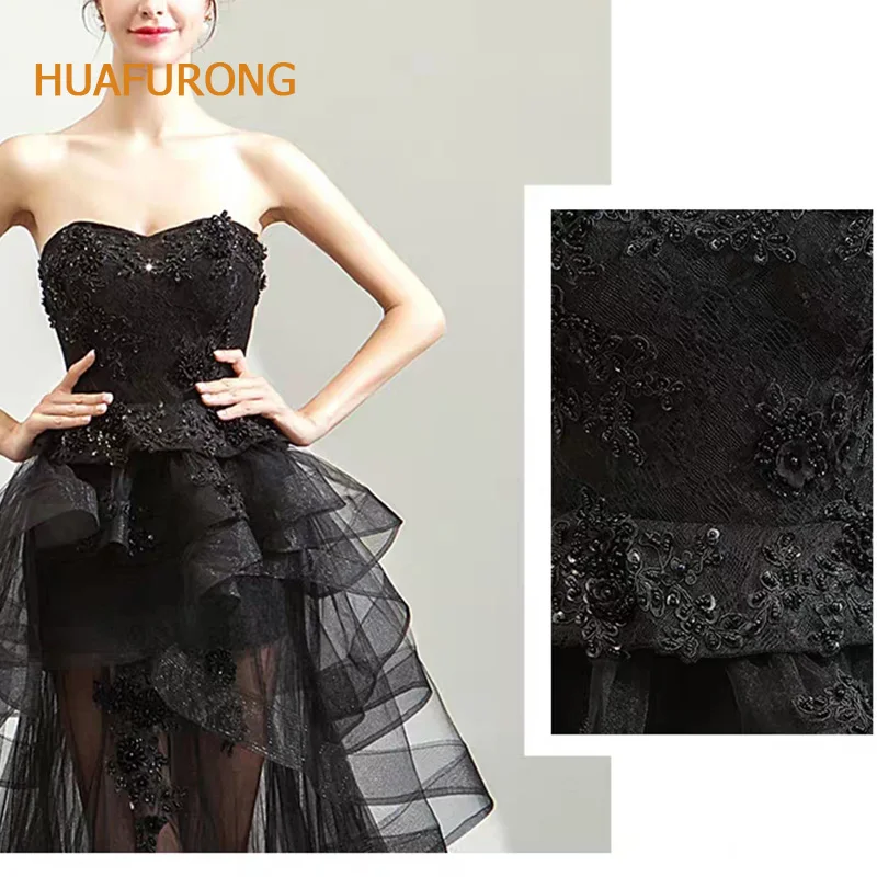 Huafurong милое Многоуровневое черное Тюлевое платье знаменитостей без рукавов неровные слои красного ковра платье с бисером на шнуровке вечерние платья для выпускного вечера