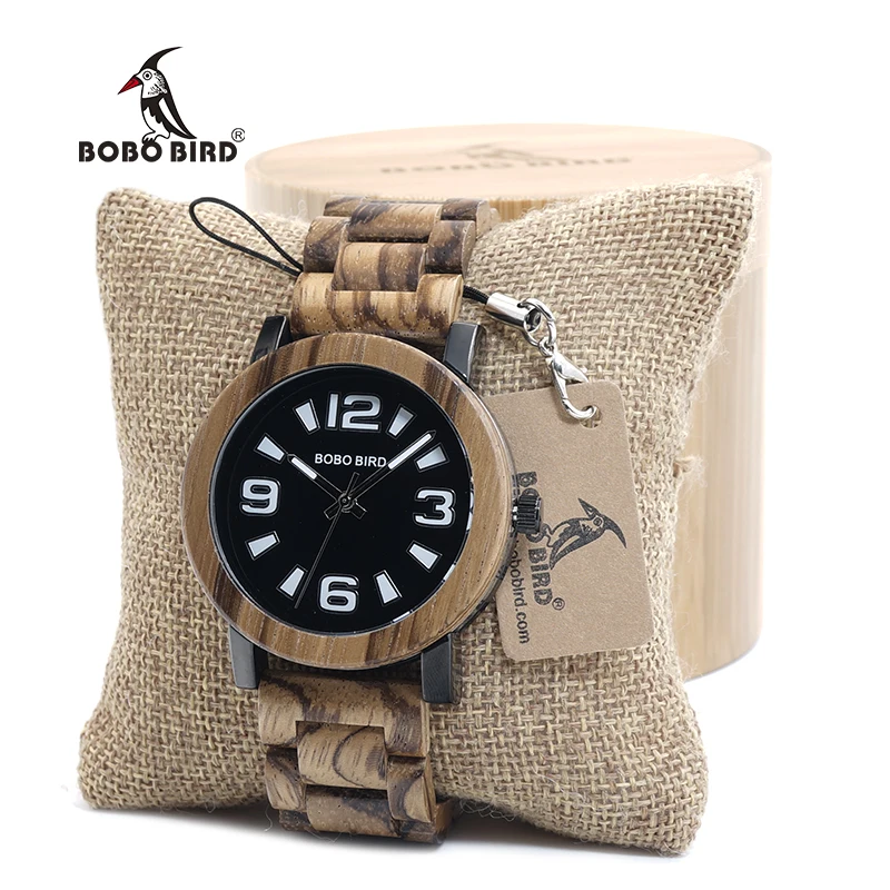 BOBO BIRD Men Verawood Wooden Watches Top Brand Luxury Quartz Wristwatch with Fold the Strap Wood Band in Gift Box saat erkek