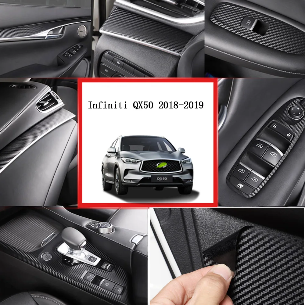 Для Infiniti QX50- внутренняя Центральная панель управления дверная ручка 5D наклейки из углеродного волокна наклейки аксессуары для автомобиля