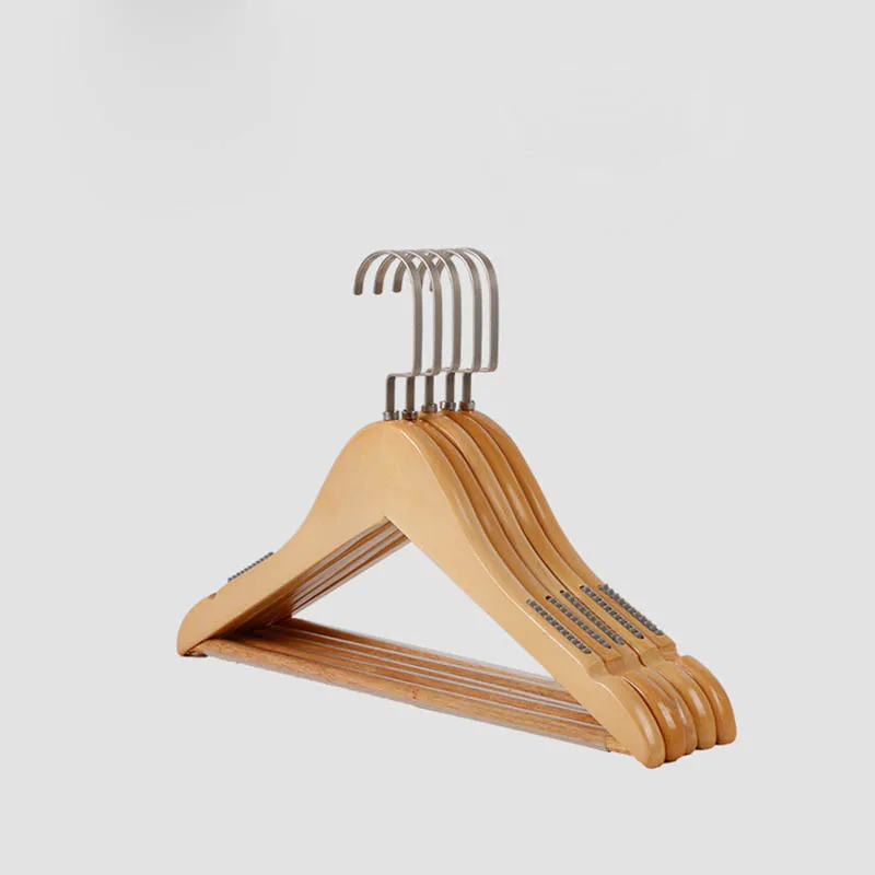

5 Pcs/Set Useful Hangers Natural Wooden Coat Clothes Non Slip Convenient Bar Hanger LXY9 MY1218