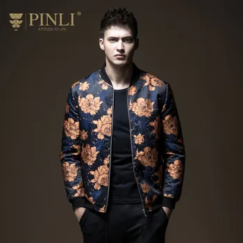 

2019 Bomber Jacket Men Jacket Jaqueta Masculino Pinli Pin Autumn Men's Wear Baseball Collar Printed Splice Slim Body B183404401