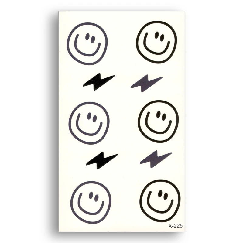 

Smile Face Lightning Tattoo Stickers Water Transfer Fake tattoo Disposable Waterproof Temporary Stickers Men Women Body Art