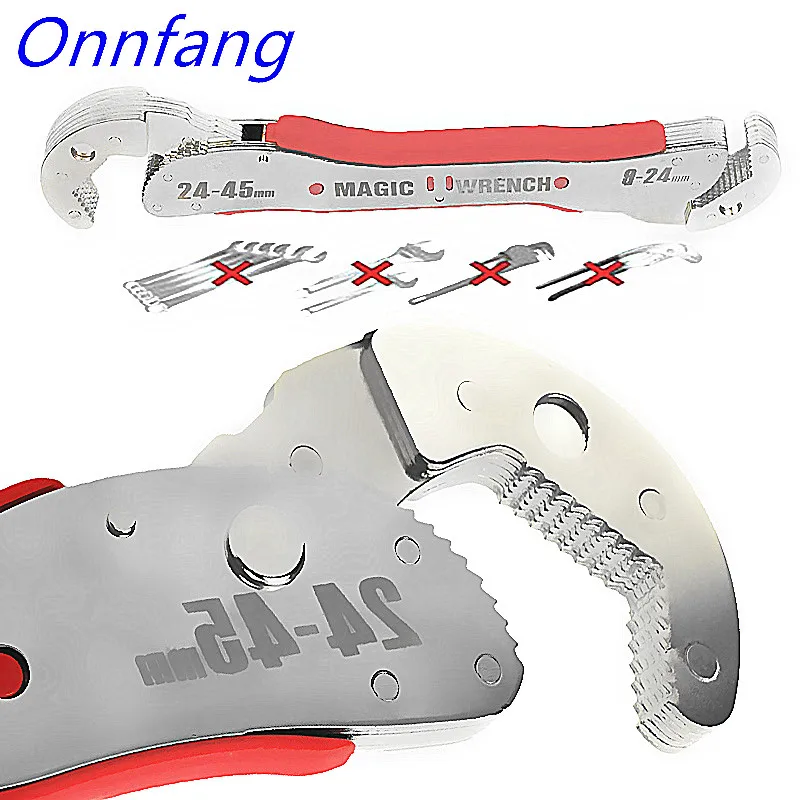 

Onnfang Universal Key Wrench 9-45mm/9-32mm Magic Wrench Pipe Adjustable Spanner Quick Snap Grip Function Keys Wrenches 1 Set