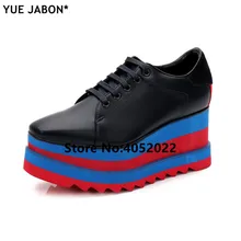 YUE JABON/ г.; Лидер продаж; роскошная женская обувь; обувь на плоской платформе; повседневная обувь из натуральной кожи на плоской подошве со шнуровкой и квадратным носком