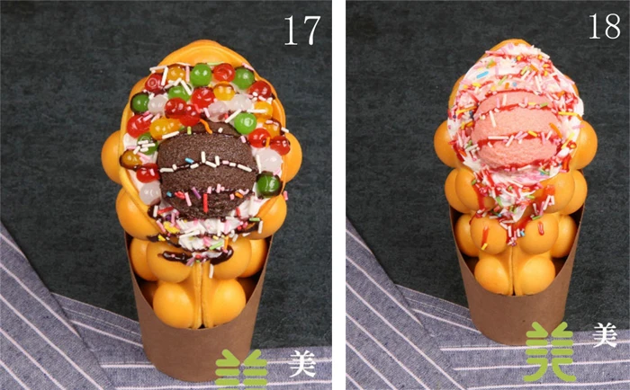 Fake Ice Cream Egg Waffle Model Display Sample Simulation Food Eggettes Puff Egg Bubble Waffle Model Dessert Props Display