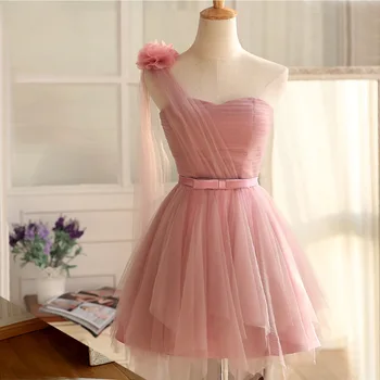 

Pink Wedding Bridesmaid Dress Sexy Women Stage Show Cheongsam 2020 New Single Shoulder Qipao Robe Demoiselle D'honneur S-XXL