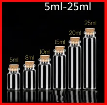 5/8/10/15/20/25 ml sevimli temizle cam şişeler boş Spice şişeler kavanoz DIY el sanatları ile küçük şişeler mantar tıpa 100 adet/grup