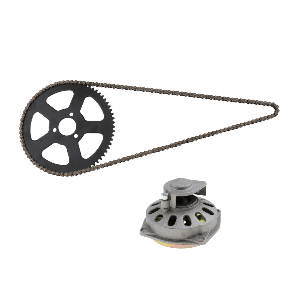 Universal Heavy Duty 68T Rear Chain Sprocket 68 Links Chain+ Clutch Bell Housing Drum Gear Box For 49cc Mini Motor Dirt Bike