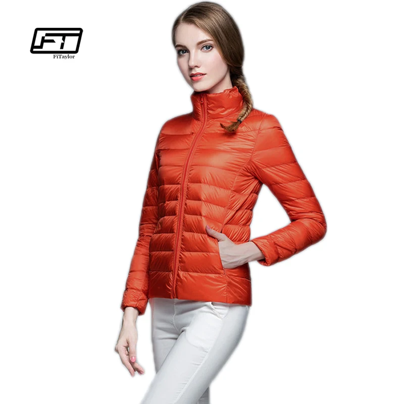 

Fitaylor 2019 New Spring Autumn Women Ultra Light White Duck Down Jackets Candy Color Slim Short Design Warm Down Coats