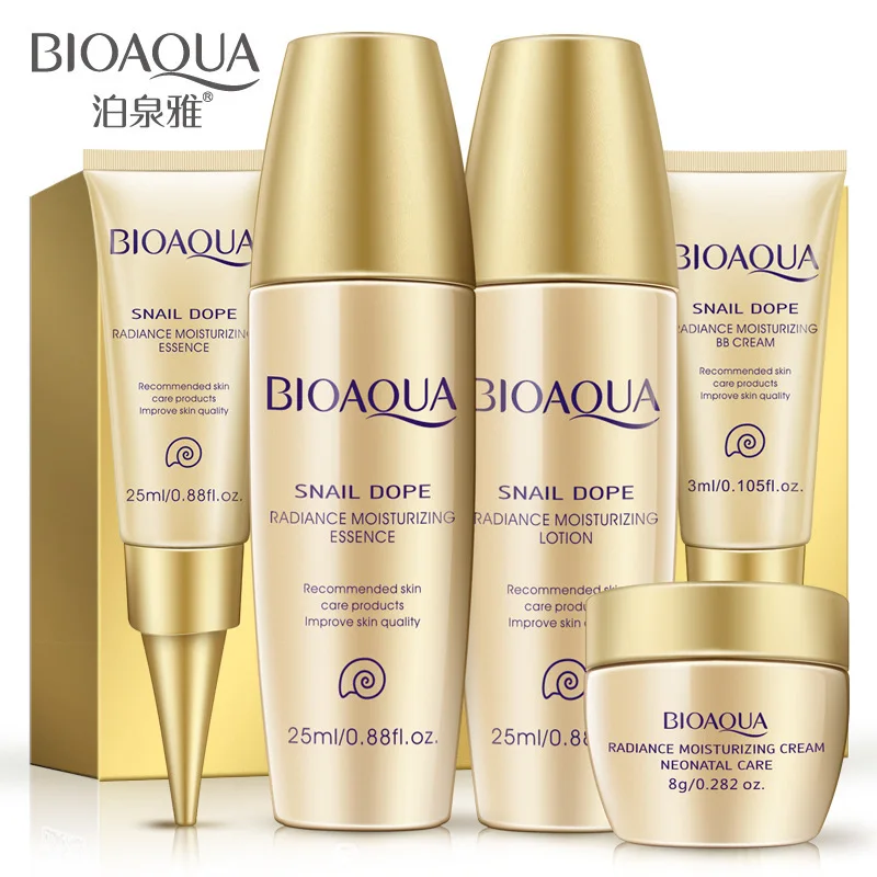 Bioaqua Уход за лицом улитки крем Уход за кожей Set Travel Anti-Aging Отбеливание увлажняющий морщин Лифт укрепляющий природные Красота