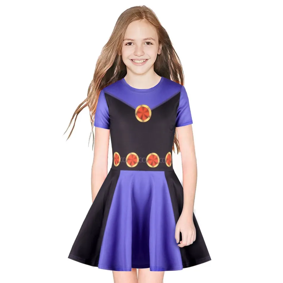 Girls T Short Sleeve Printed Swing Dress (7)