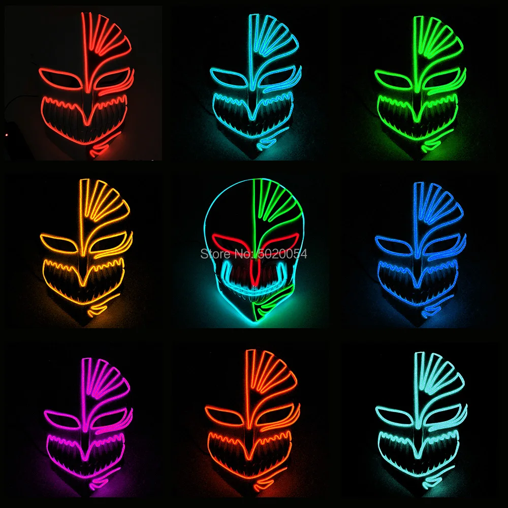 

High-Grade Luminous Cosplay Props Bleach Mask Japanese EL Wire Flashing Mask Anime Led Glowing Mask For Comic Con Night Club