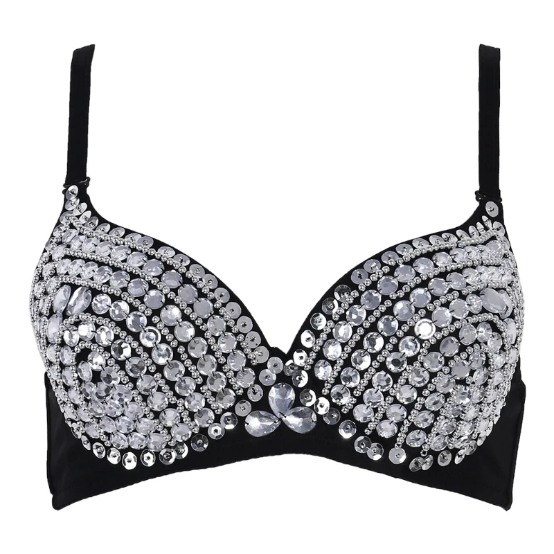  Women's Sexy All-over Rhinestone Bra Metallic Punk Style Clubwear Stripper Wear