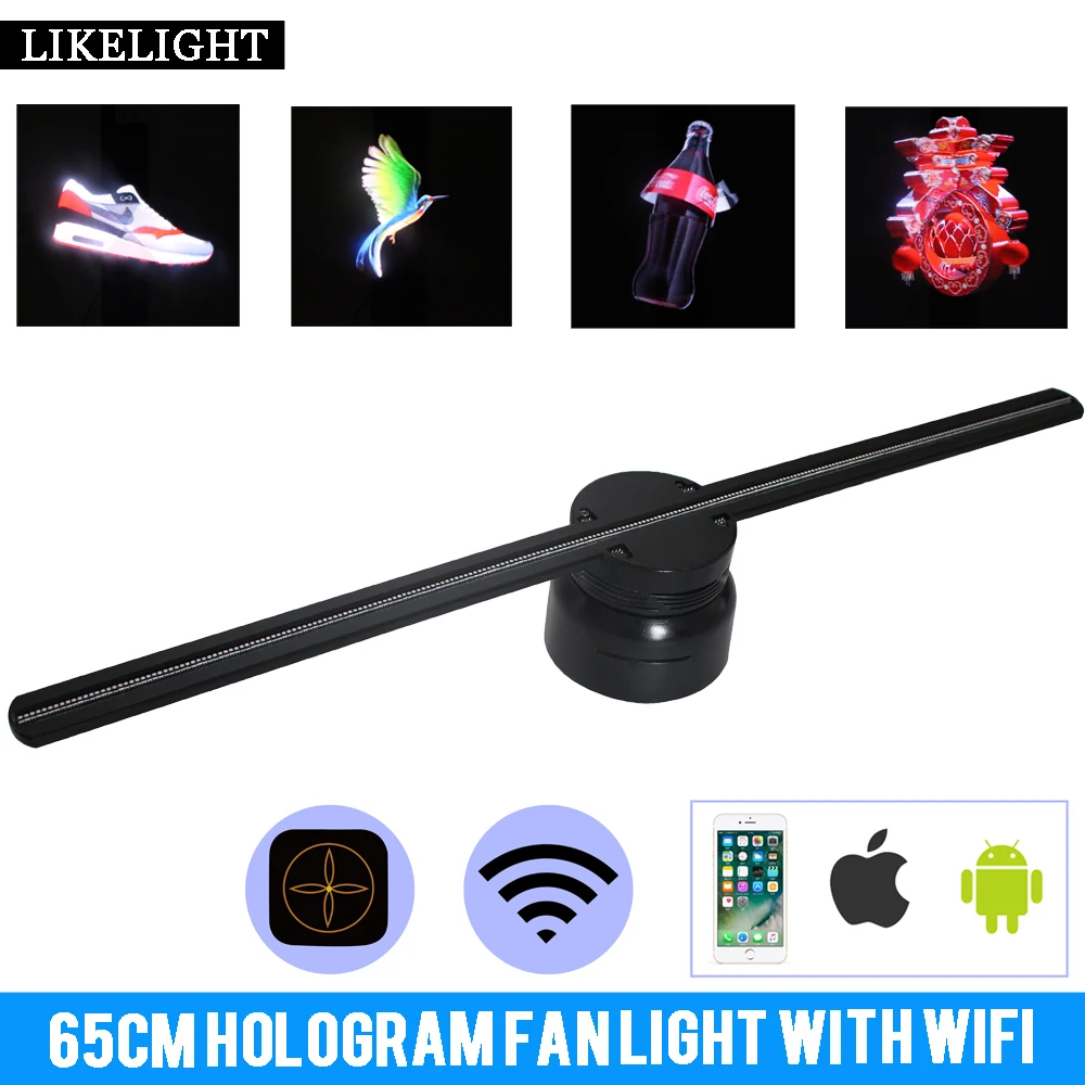 60CM Hologram Advertising Display With WiFi control Remote3D LED Fan Holographic Imaging Naked Eye commercial Holiday Decoration