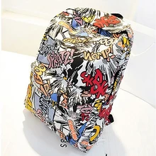 Unisexe École Bookbag Graffiti Impression Casual Toile Étudiant Sac À Dos Sac À Dos