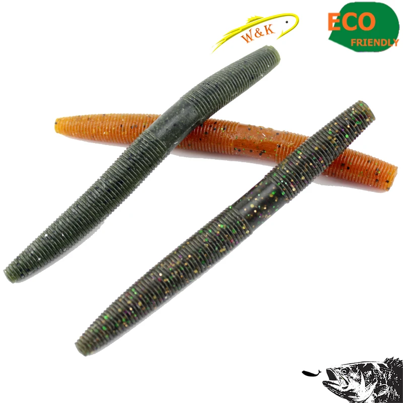 Soft Plastic Senko Worms 5.3" – Salt Impregnated Ribbed Bass Lures, 10 Pack Gun Power Lead Color - View #2