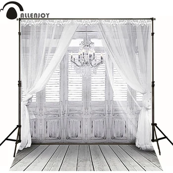 

Allenjoy photocall wedding backdrop wooden door couple White chandelier 3D baby photography photo studio background photophone