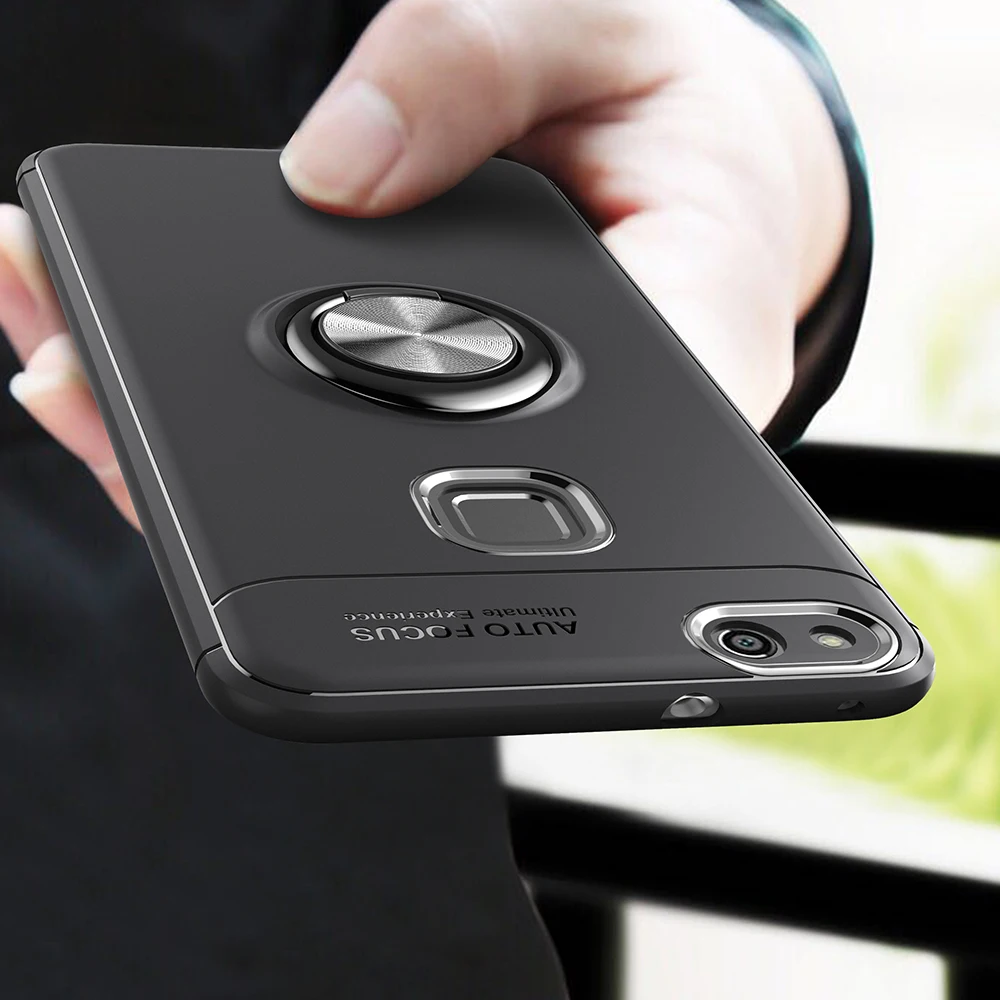 AXBETY ل huawei P10 زائد حالة الترا سليم السيليكون حافظة لهاتف huawei P10 لايت حالة 360 دوران حلقة إخفاء حامل حامل غطاء