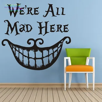 

Cheshire Cat Sayings We're All Mad Here Alice Adventures In Wonderland Wall Decals Nursery Quote Vinyl Wall Stickers Home Decor